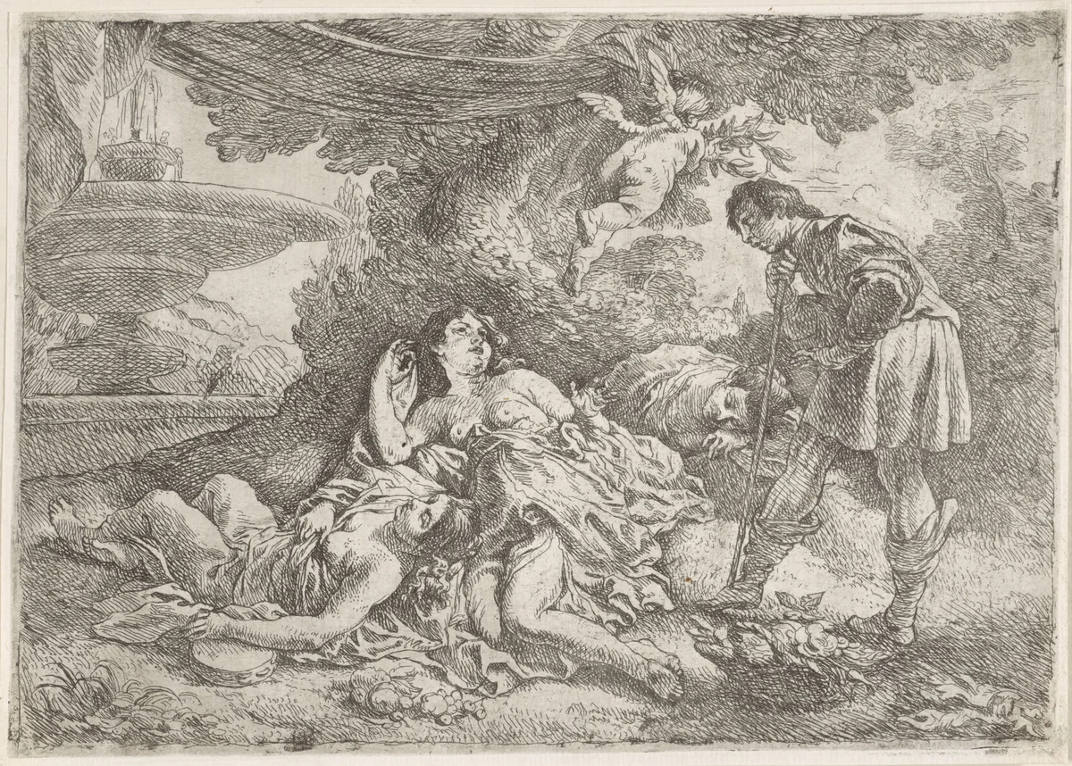 Cimone en Ifigenia by Cornelis Schut, print, 1618-1655