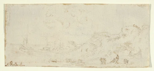 Landscape by Stefano della Bella, drawing, 1610-1664