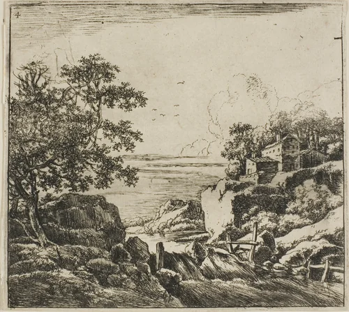 The Cascade, from the series Set of Landscapes by Herman Naijwincx, print, 1643-1651