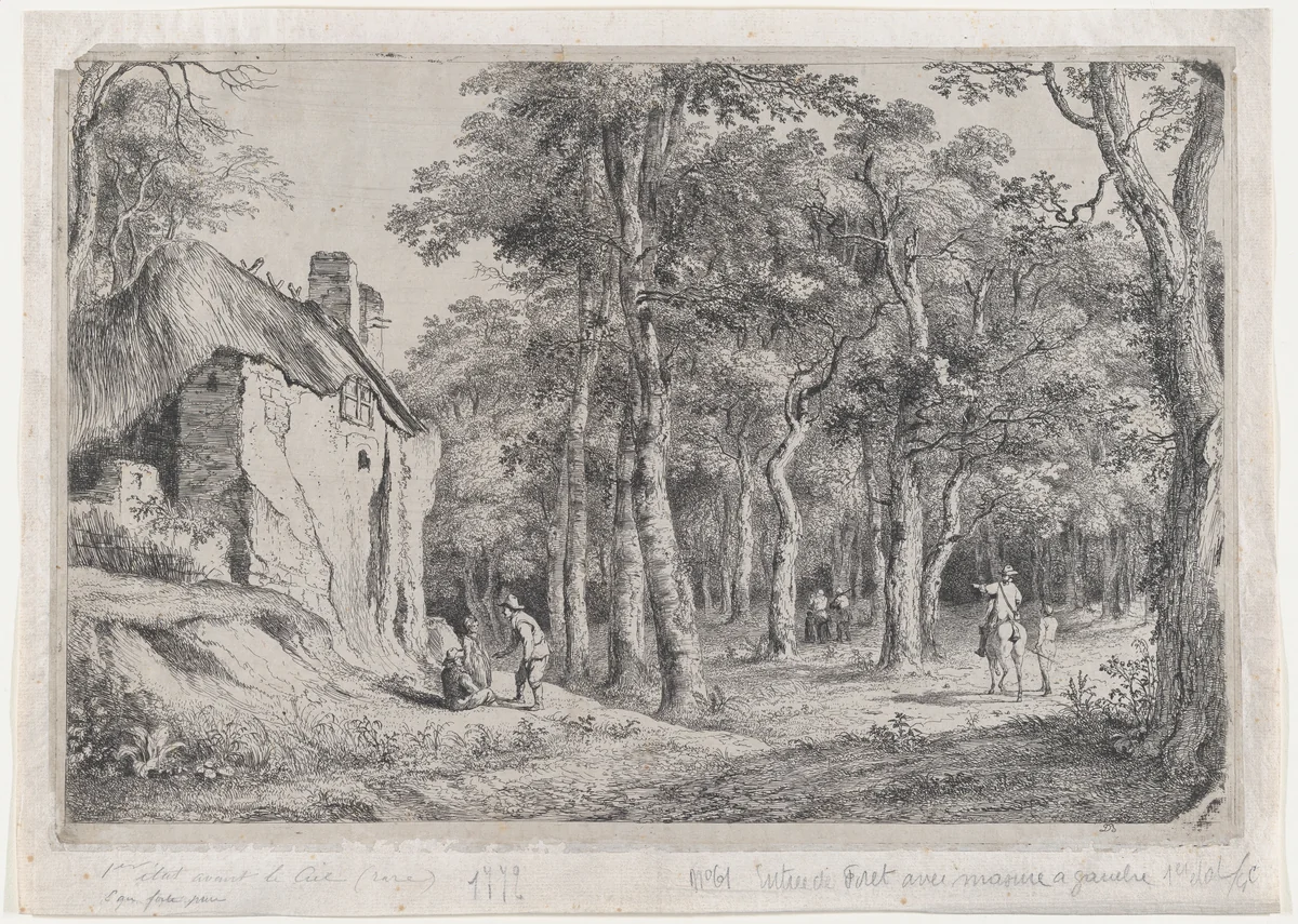 Cottage at the Entrance to a Forest by Jean Jacques de Boissieu, print, 1772