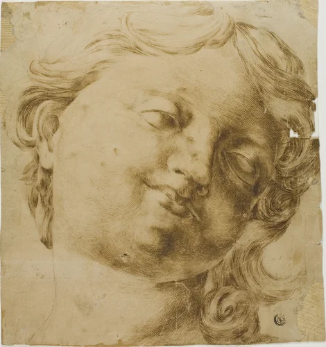 Head of a Child by Domenico Peruzzini or Raffaello Morghen, drawing, 1640-1761