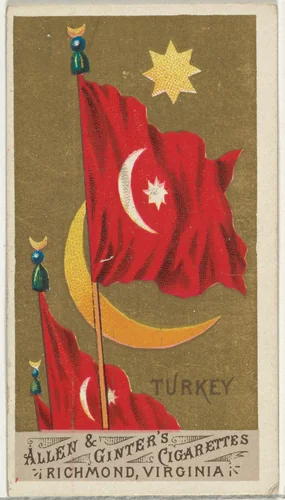 Turkey, from Flags of All Nations, Series 1 (N9) for Allen & Ginter Cigarettes Brands by Allen & Ginter, print, 1887