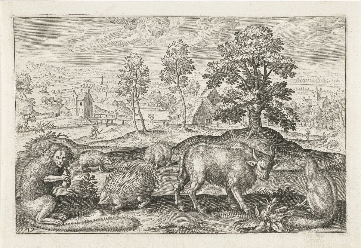 Verschillende dieren by Unknown, print, 1595-1599
