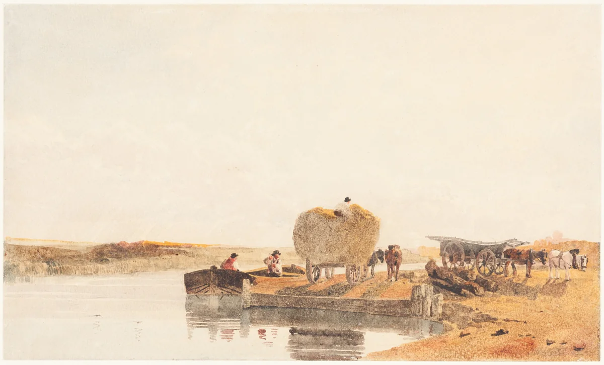 Evening on the Foss Dyke near Lincoln by Peter de Wint, drawing, 1784-1849