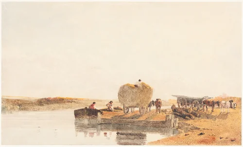 Evening on the Foss Dyke near Lincoln by Peter de Wint, drawing, 1784-1849