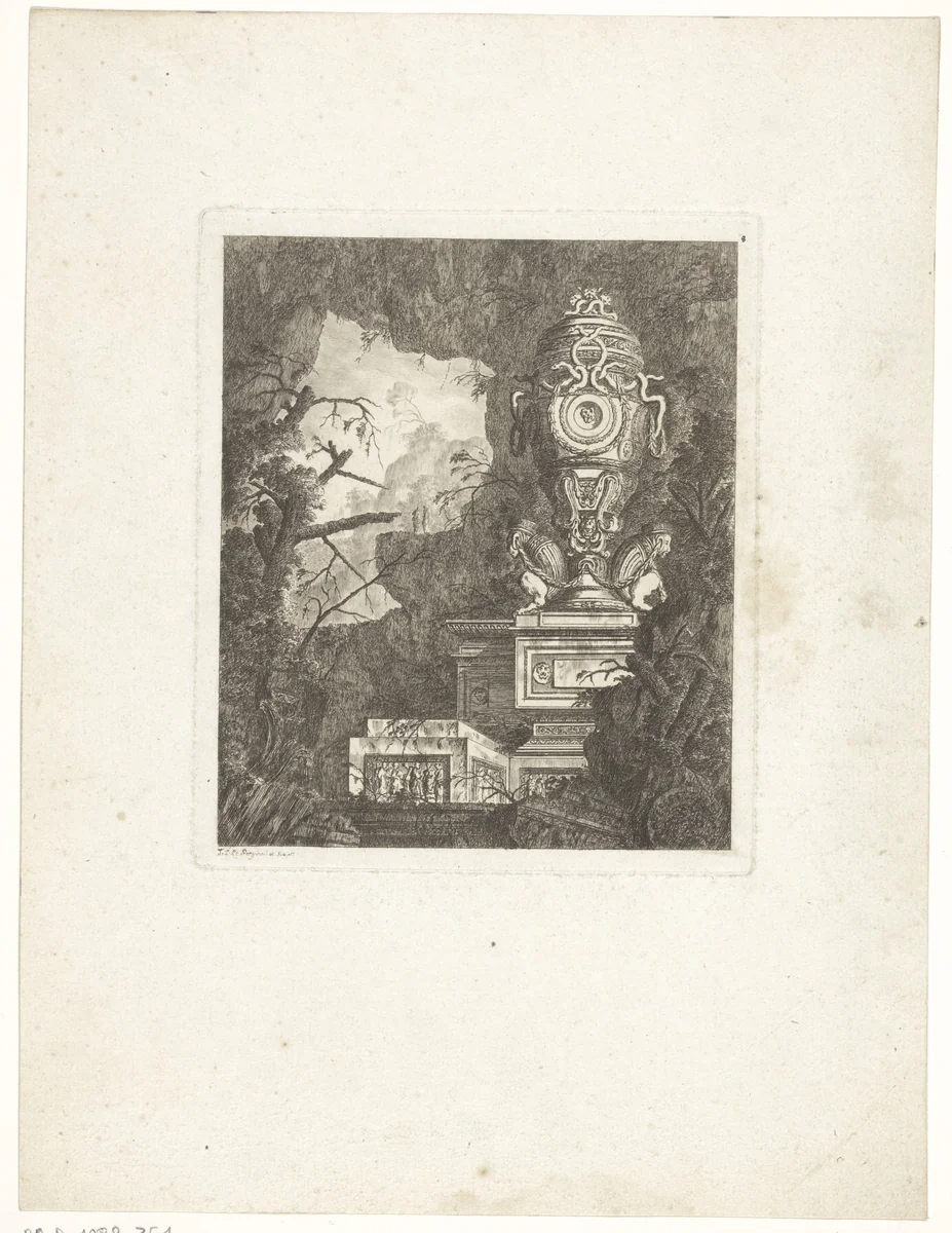 Architectuurfantasie, blad 8 by Jean Laurent Legeay, print, 1767-1768