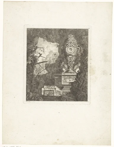 Architectuurfantasie, blad 8 by Jean Laurent Legeay, print, 1767-1768