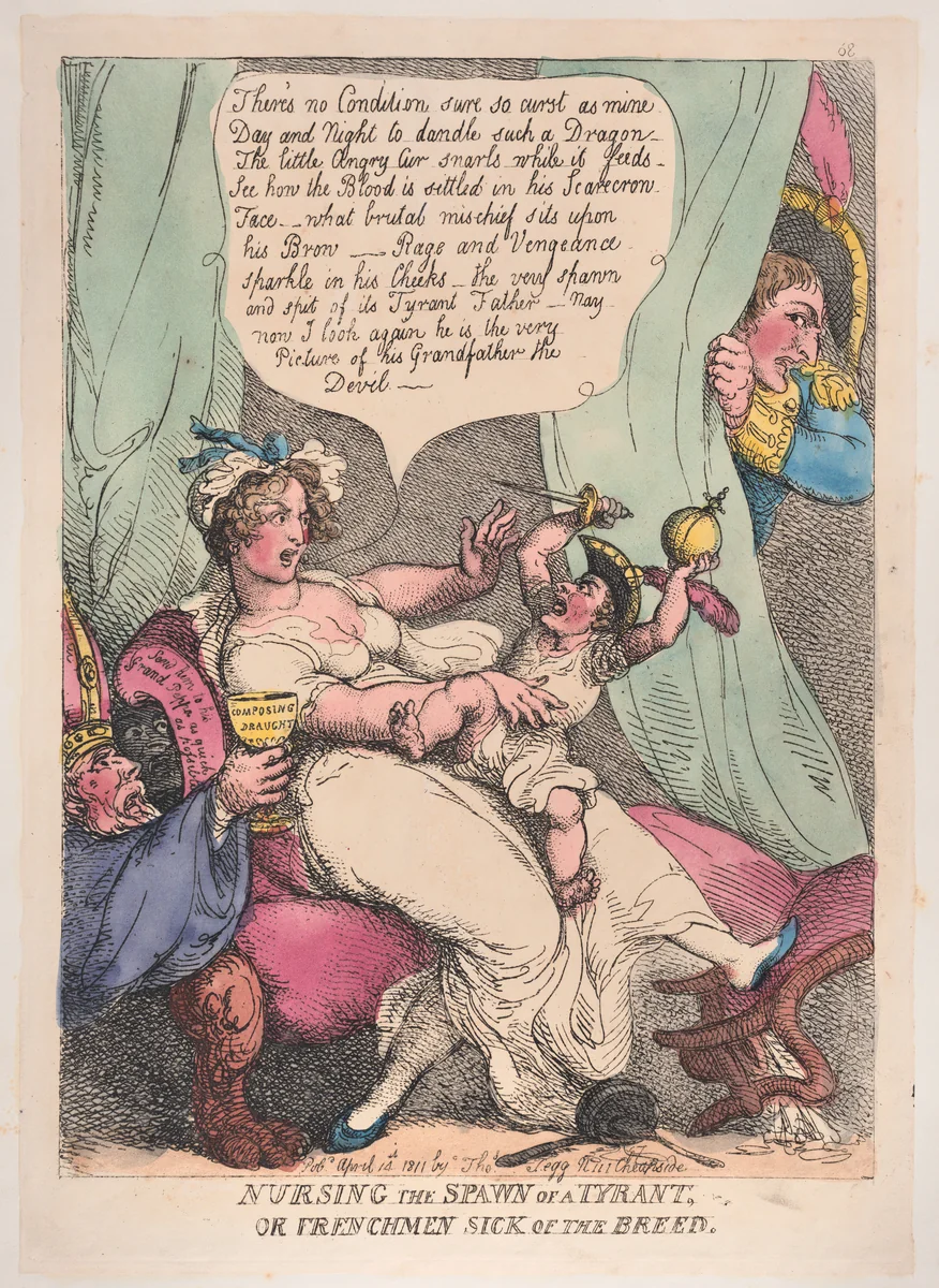 Nursing the Spawn of a Tyrant by Thomas Rowlandson, print, 1811
