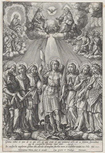 St. Michael and Archangels (The Seven Archangels) by Hieronymus Wierix, print, 1570-1619
