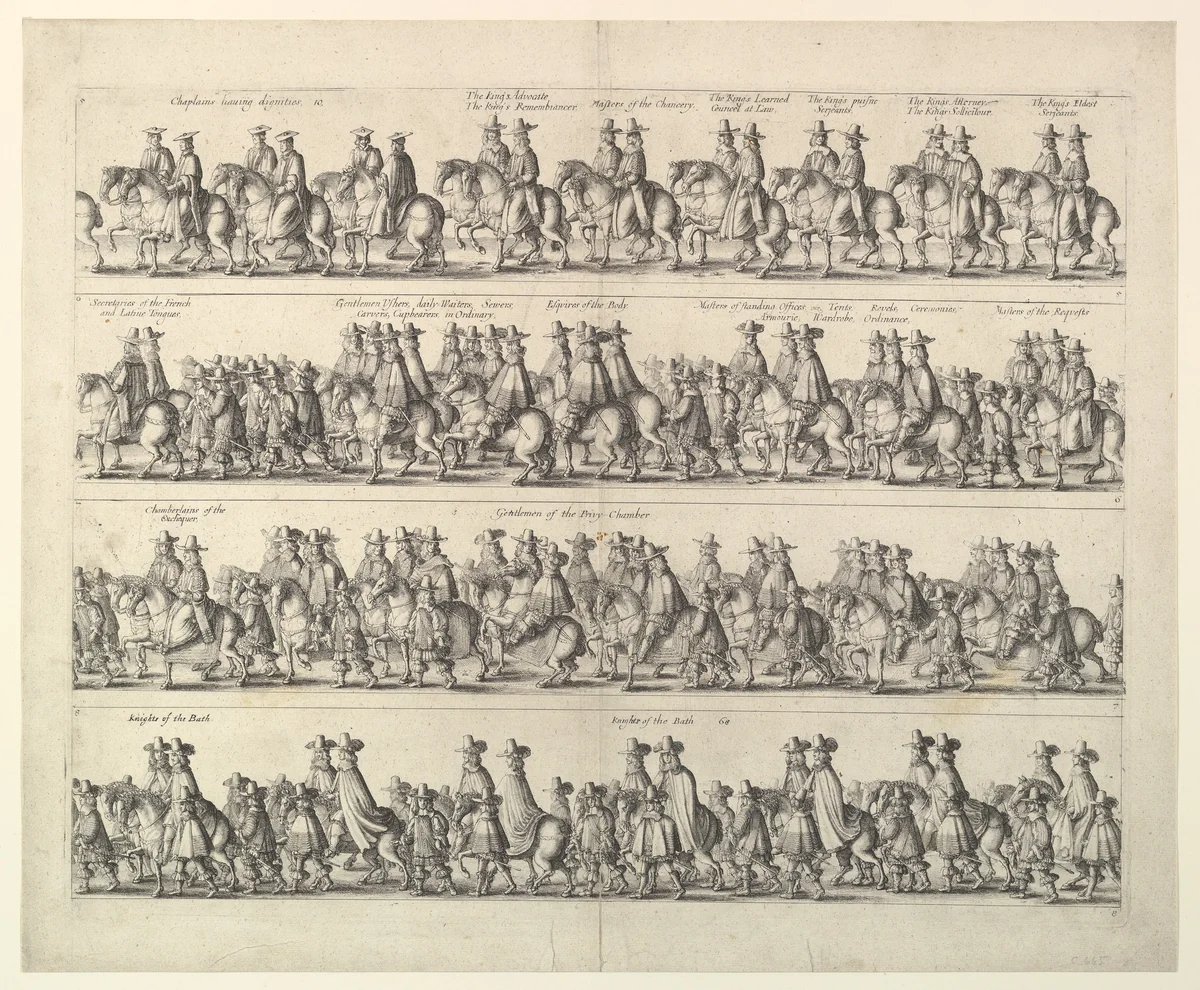 Coronation Procession of Charles II Through London (from John Ogilby's "The Entertainment of...Charles II," London, 1662) by Wenceslaus Hollar, print, 1662