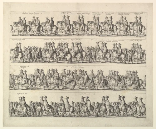 Coronation Procession of Charles II Through London (from John Ogilby's "The Entertainment of...Charles II," London, 1662) by Wenceslaus Hollar, print, 1662