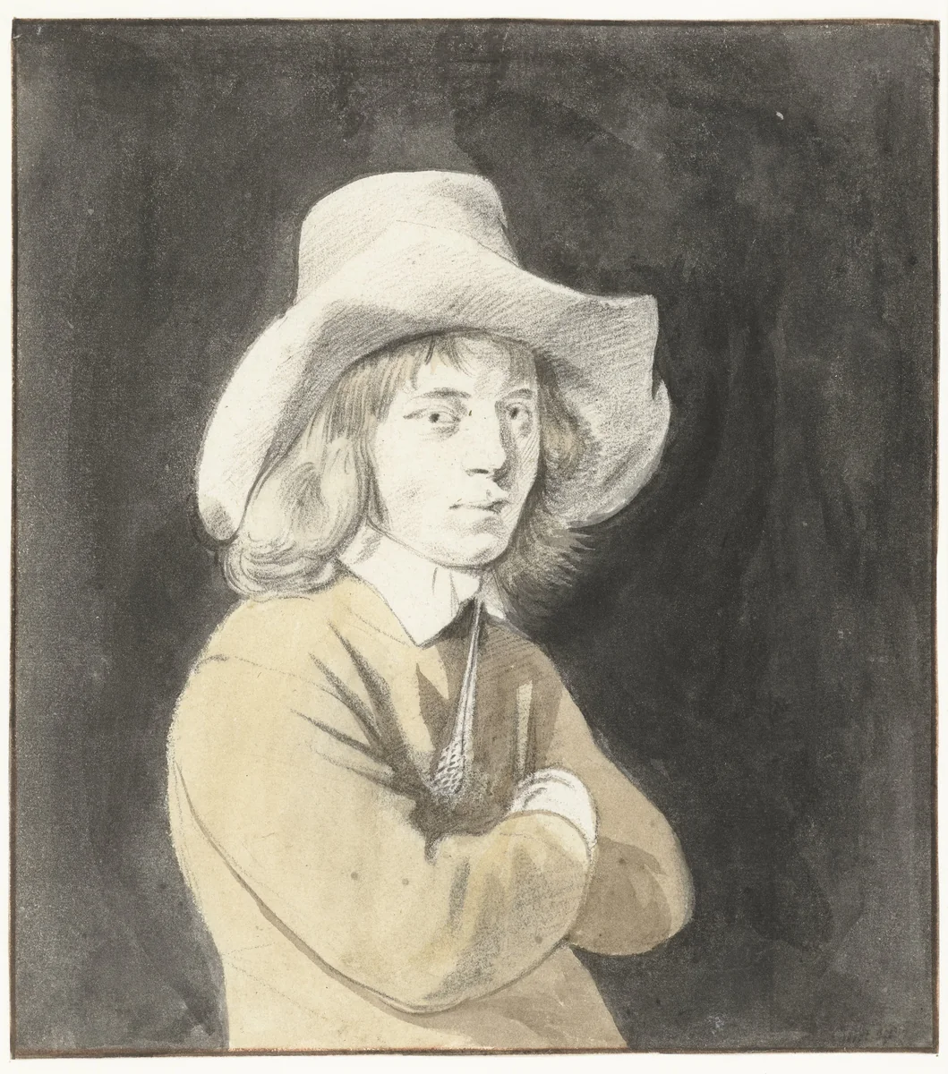 Studie van een man by Jan de Bray, drawing, 1637-1697