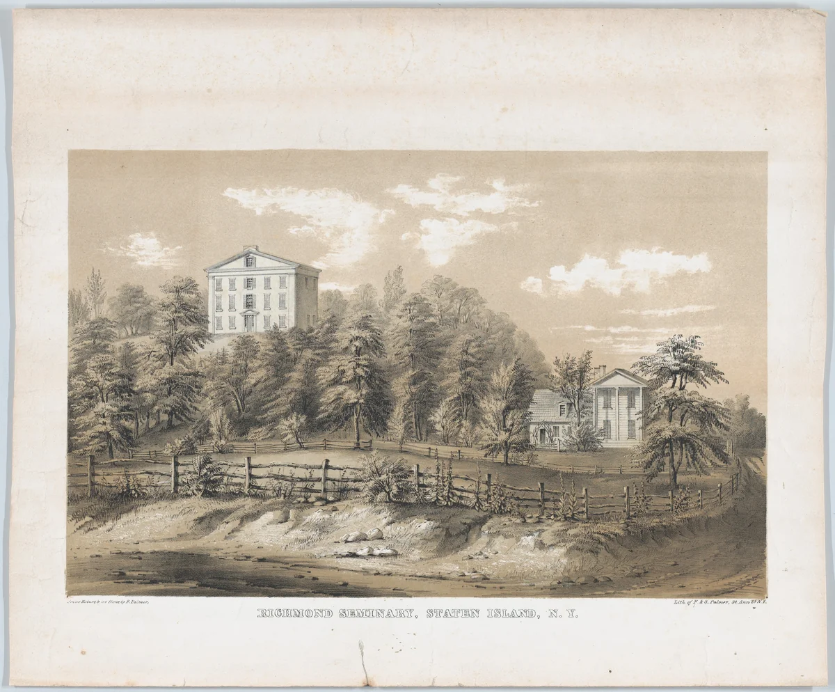 Richmond Seminary, Staten Island, N.Y. by Frances Flora Bond Palmer, print, 1847-1848