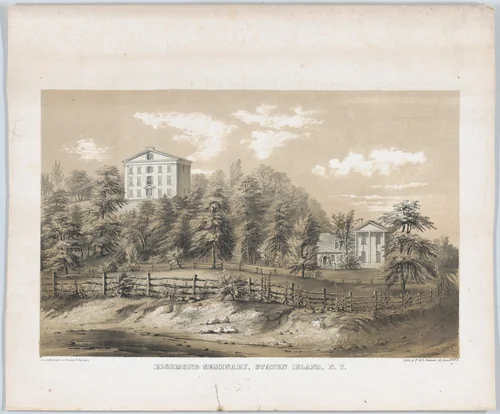 Richmond Seminary, Staten Island, N.Y. by Frances Flora Bond Palmer, print, 1847-1848