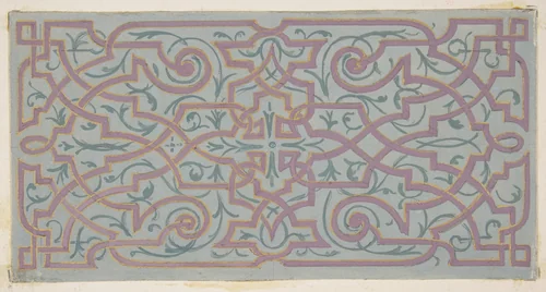 Design for the decoration of a ceiling with strapwork by Jules-Edmond-Charles Lachaise, drawing, 1830-1897