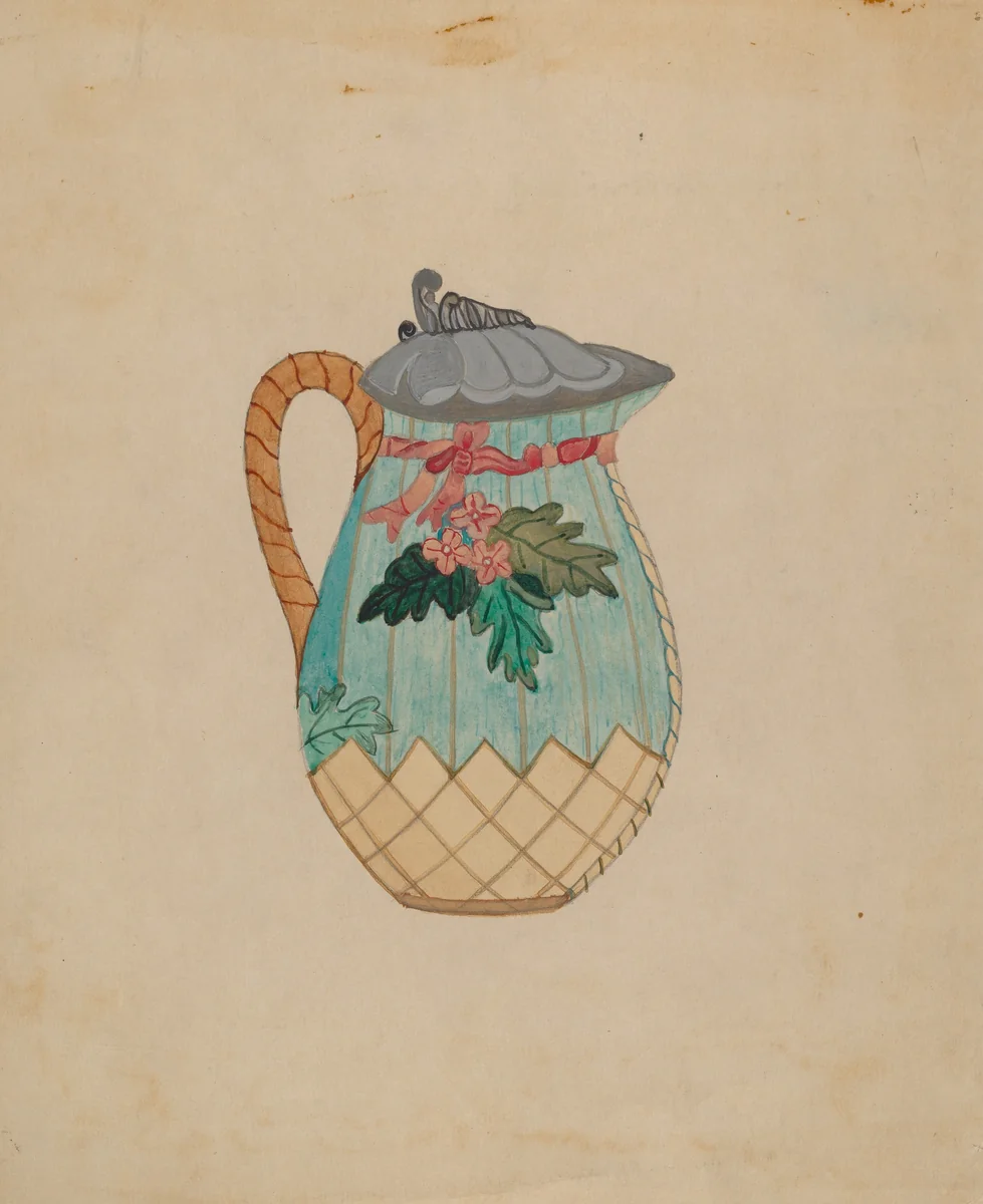 Pitcher by Genevieve Sherlock, index of american design, 1935-1942
