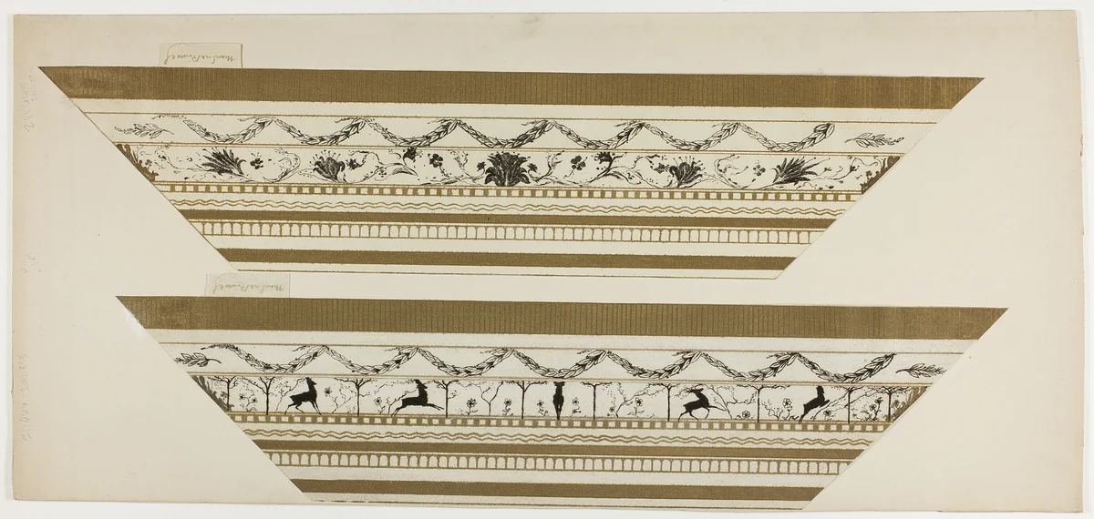 Stag and Flower Pattern Frame (top frame section) by Theodore Roussel, print, 1897-1899