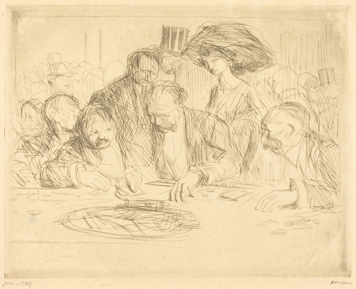 A la table de jeu (2e planche) (At the Gambling Table) (second plate) by Jean-Louis Forain, print, 1909
