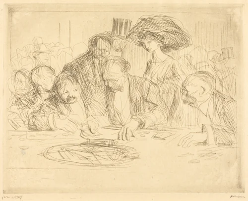 A la table de jeu (2e planche) (At the Gambling Table) (second plate) by Jean-Louis Forain, print, 1909