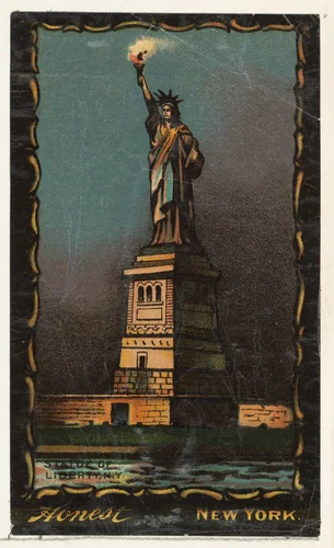 Statue of Liberty, New York, from the Transparencies series (N137) issued by W. Duke, Sons & Co. to promote Honest Long Cut Tobacco by W. Duke, Sons & Co., print, 1884-1890