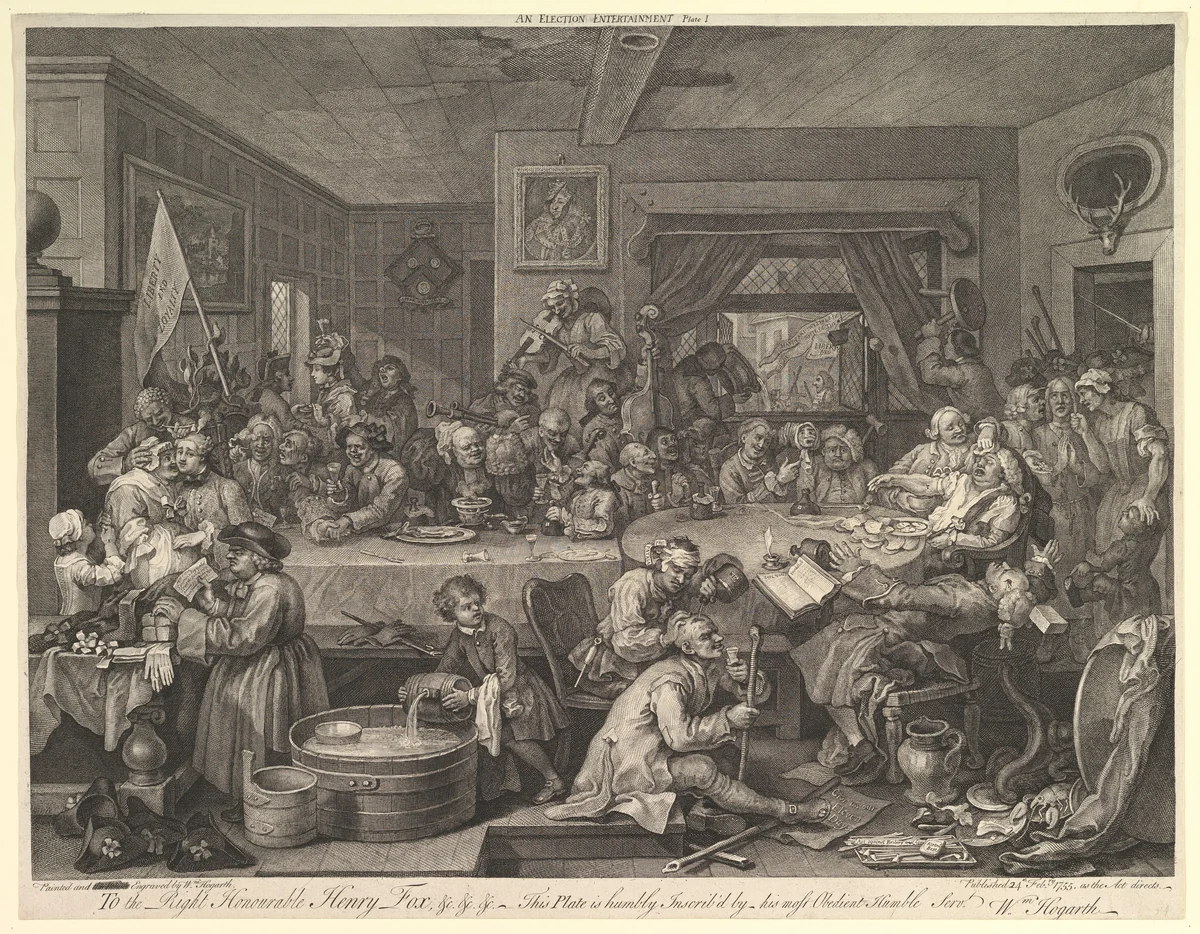 An Election Entertainment, Plate I: Four Prints of an Election by William Hogarth, print, 1755