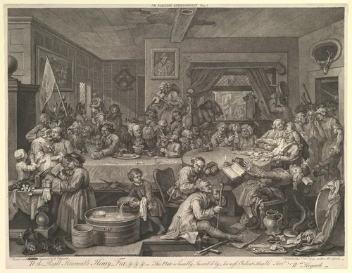 An Election Entertainment, Plate I: Four Prints of an Election by William Hogarth, print, 1755