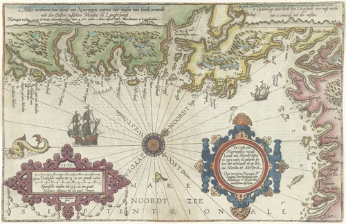 Kaart van de kust van Noorwegen en Zweden tussen Merdøy en Uddevalla by Joannes van Doetechum, print, 1580-1583