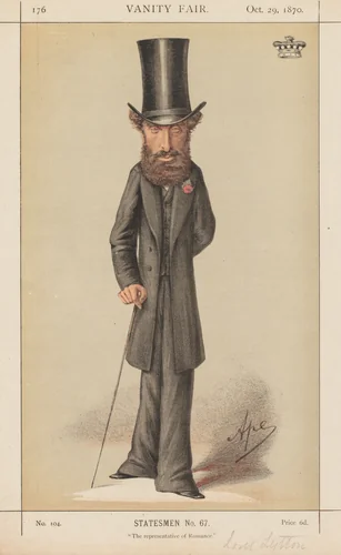 Vanity Fair: Statesmen No. 67 "The representative of Romance" by Carlo, print, 1870
