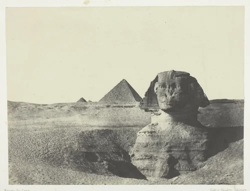 Le Sphynx vu de Face, Egypte Moyenne, plate 11 from the album "Egypte, Nubie, Palestine et Syrie" (1852) by Maxime Du Camp, photograph, 1849-1851