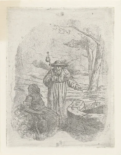 Pelgim in gesprek by Reinier Craeyvanger, print, 1822-1880