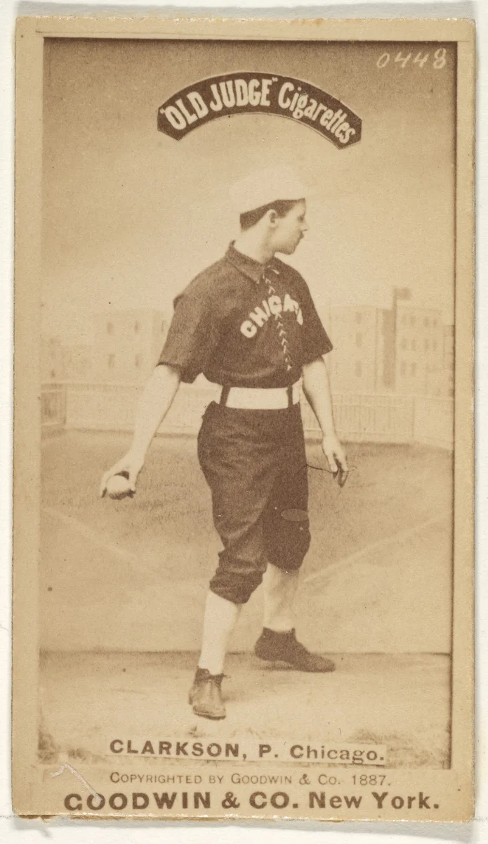 Clarkson, Pitcher, Chicago, from the Old Judge series (N172) for Old Judge Cigarettes by Goodwin & Company, photograph, 1887