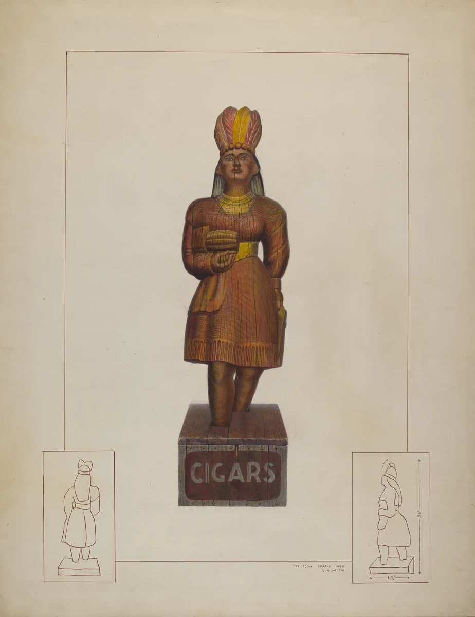 Cigar Store Indian by Edward Loper, index of american design, 1935-1942