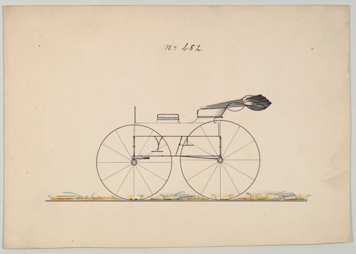 Two Seat Wagon #482 by Brewster & Co., drawing, 1860-1870