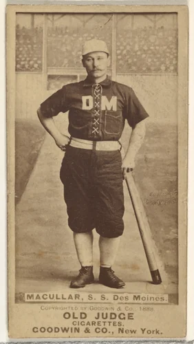 James F. "Jimmy" Macullar, Shortstop, Des Moines Prohibitionists, from the Old Judge series (N172) for Old Judge Cigarettes by Goodwin & Company, photograph, 1888