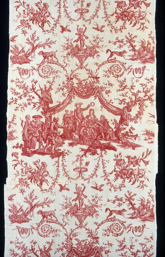 Le Couronnement de la Rosière (The Crowning of the Rose Maiden) (Furnishing Fabric) by Jean Baptiste Huet, textile, 1775-1785