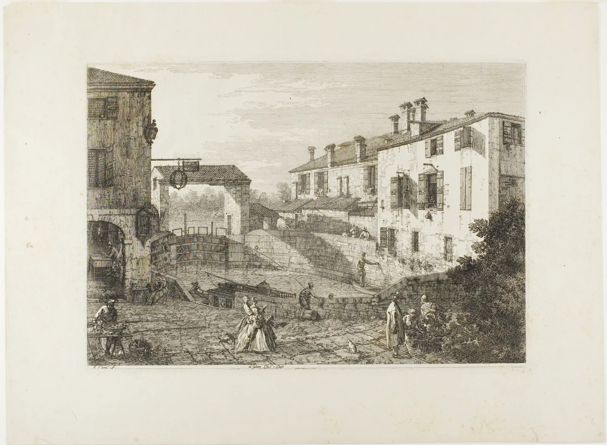 Le Porte Del Dolo, from Vedute by Canaletto, print, 1735-1744