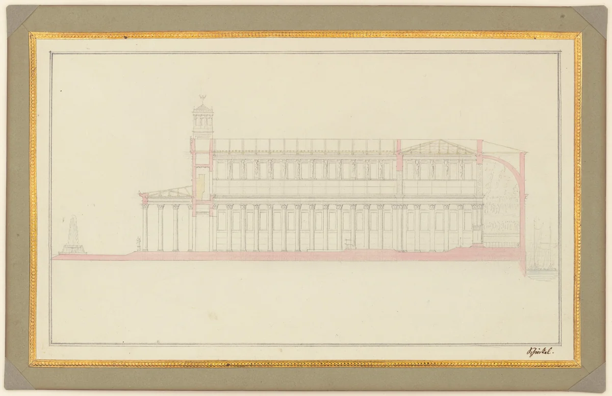 Longitudinal Section of a Cathedral for Berlin by Karl Friedrich Schinkel, drawing, 1827