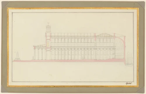 Longitudinal Section of a Cathedral for Berlin by Karl Friedrich Schinkel, drawing, 1827