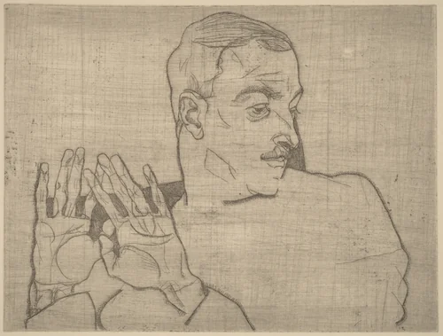 Portrait of Arthur Roessler by Egon Schiele, print, 1914