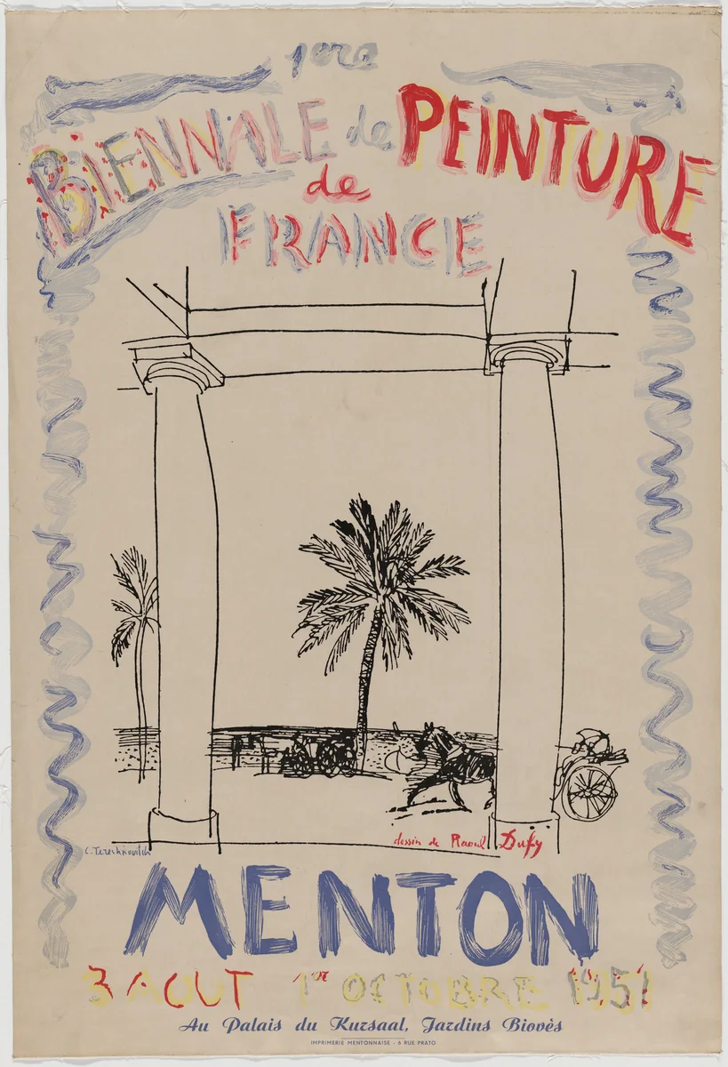 1ere Biennale de Peinture de France, Menton, 1951 by Raoul Dufy, design, 1951