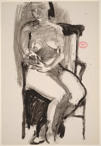 Untitled [seated female nude in high back armchair] by Richard Diebenkorn, drawing, 1955-1967