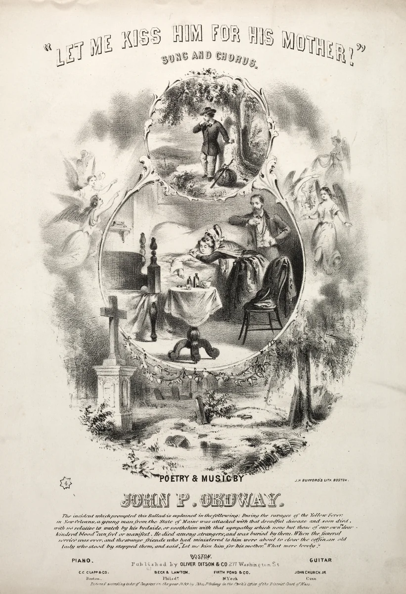 Let me Kiss him for his Mothers - Sheet Music Cover by Winslow Homer, print, 1854-1864
