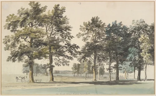 The Moat Island, Windsor Great Park by Thomas Sandby, drawing, 1749-1759