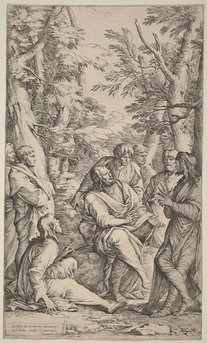 The Academy of Plato by Salvator Rosa, print, 1615-1673