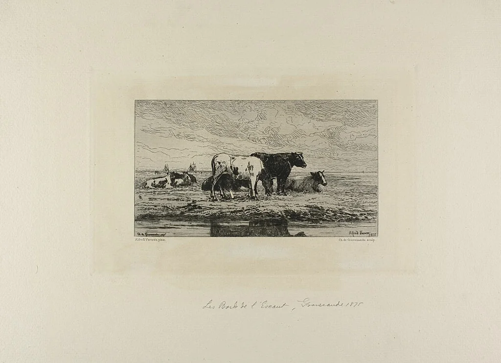The Bank of Escaut by Carel Nicolaas Storm van 's-Gravesande, print, 1841