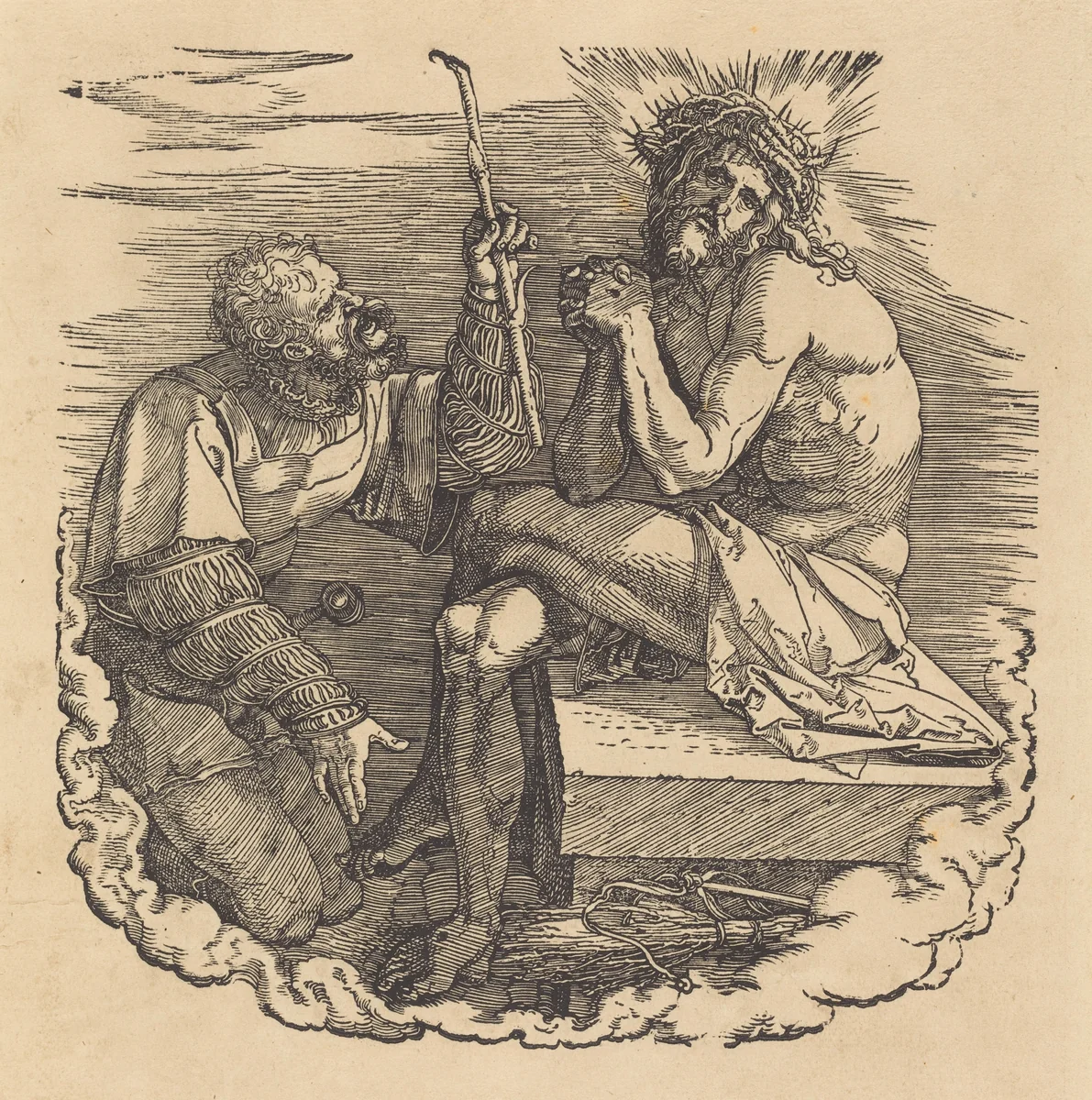 The Man of Sorrows Mocked by a Soldier by Albrecht Dürer, print, 1511