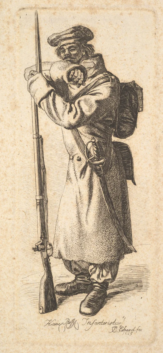 The Russian Infantryman by Johann Christoph Erhard, print, 1815