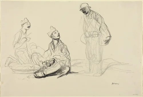 Soldiers Preparing a Meal by Jean-Louis Forain, drawing, 1914-1919