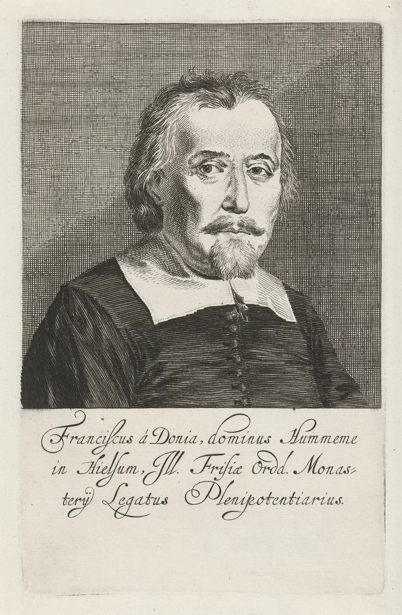 Portret van Frans van Donia by Pieter Nolpe, print, 1644