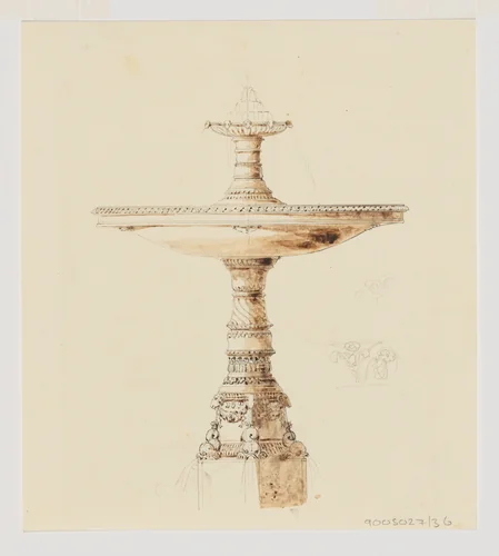 Design for a Fountain by Jean-Baptiste Louis Plantar, drawing, 1840-1880